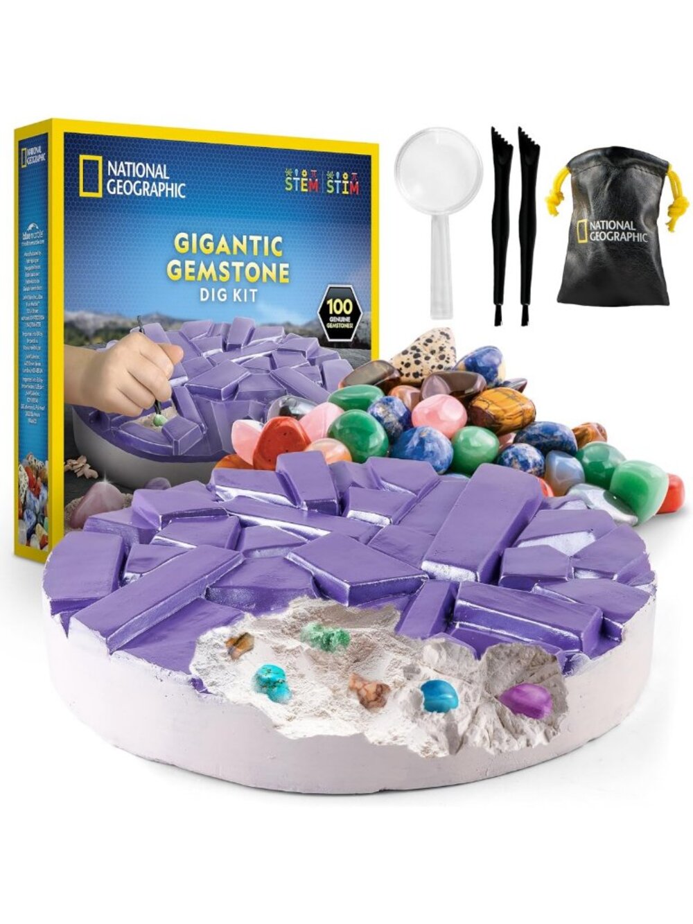 Ultimate Gemstone Dig Kit - Discover 100 Real Gems, Fun Educational Activity!